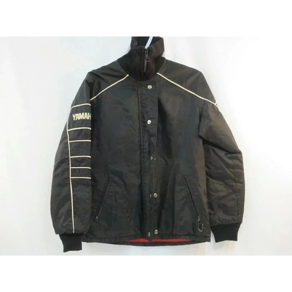 Yamaha Fleece Lined  Windbreaker Jacket Mens Small Vintage Black Embroidered - Picture 1 of 9